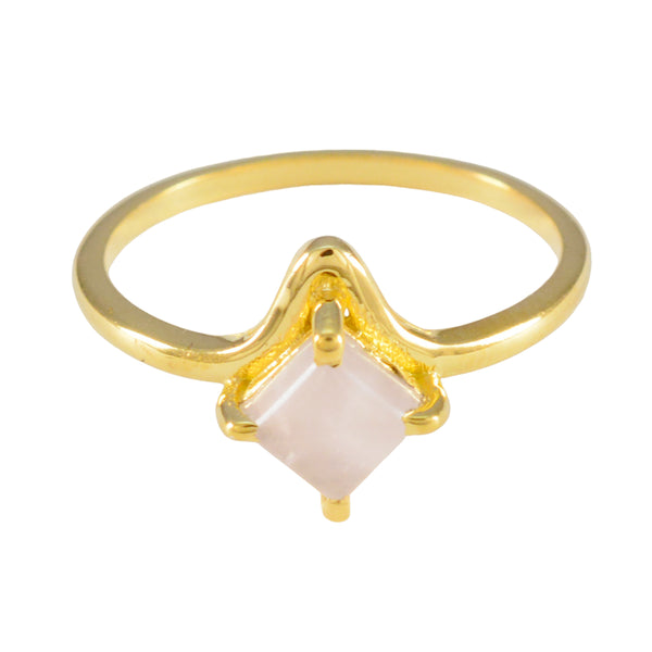 Rose Quartz Solitaire Indian Silver Pink Gemstone Delicate Trendy Ring Jewellery