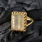 Rutile Quartz Solitaire Indian 925 Sterling Silver Yellow Gems Classic wedding Ring Jewellery
