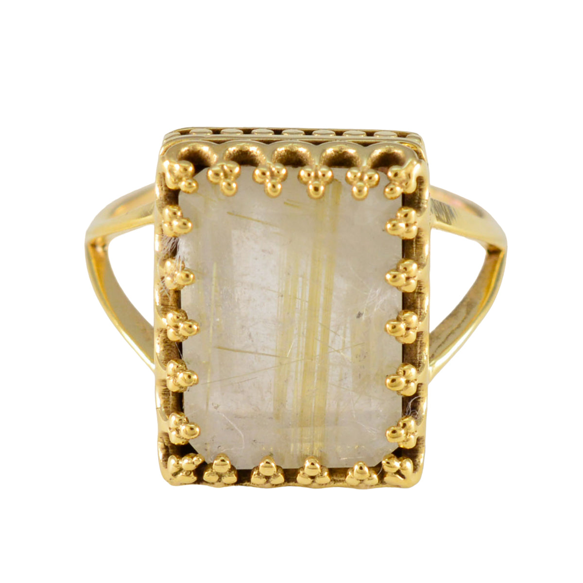 Rutile Quartz Solitaire Indian 925 Sterling Silver Yellow Gems Classic wedding Ring Jewellery Imagen principal del producto