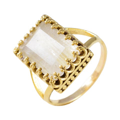 Rutile Quartz Solitaire Indian 925 Sterling Silver Yellow Gems Classic wedding Ring Jewellery