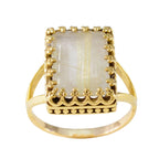 Rutile Quartz Solitaire Indian 925 Sterling Silver Yellow Gems Classic wedding Ring Jewellery