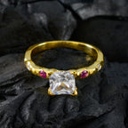 Ruby CZ Penta Indian 925 Silver Red Gemstones Delicate Sophisticated Ring Jewelry