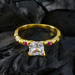 Ruby CZ Penta Indian 925 Silver Red Gemstones Delicate Sophisticated Ring Jewelry