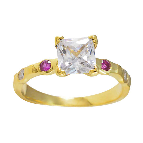 Ruby CZ Penta Indian 925 Silver Red Gemstones Delicate Sophisticated Ring Jewelry