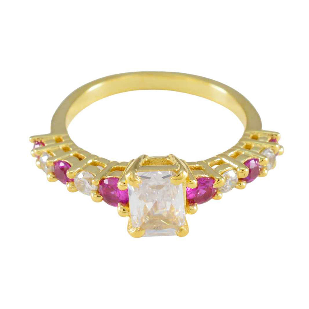 Ruby CZ multiple Indian Sterling Silver Red Gems Delicate Modern Ring Jewelry
