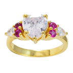 Ruby CZ Hepta Indian Silver Red Gemstone Whisper thin Engagement Ring Jewelry