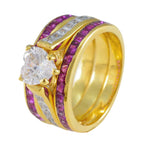 Ruby CZ multiple Latin American Silver Red Gems Versatile Trendy Ring Jewellery