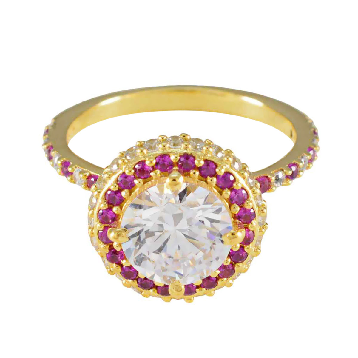 Ruby CZ Halo Indian 925 Silver Red Gemstone Whisper thin propsel Ring Jewelry Huvudsaklig produktbild
