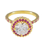 Ruby CZ Halo Indian 925 Silver Red Gemstone Whisper thin propsel Ring Jewelry