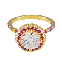 Rubin CZ Halo Indischer 925 Silber Roter Edelstein Flüstern dünner Propsel Ring Schmuck