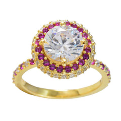 Rubin CZ Halo Indischer 925 Silber Roter Edelstein Flüstern dünner Propsel Ring Schmuck