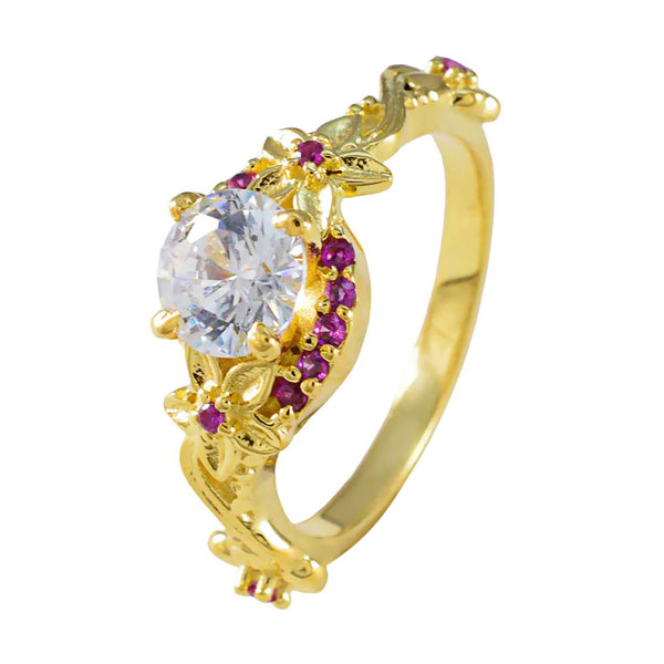 Ruby CZ Halo Indian 92.5 Silver Red Gemstone Whisper thin wedding Ring Jewelry