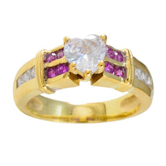 riyo affascinante anello in argento con placcatura in oro giallo rubino cz pietra a forma di cuore con montatura a punta gioielli antichi anello black friday