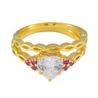 Ruby CZ Halo Indian 925 Silver Red Gems Whisper thin Love Ring Jewelry