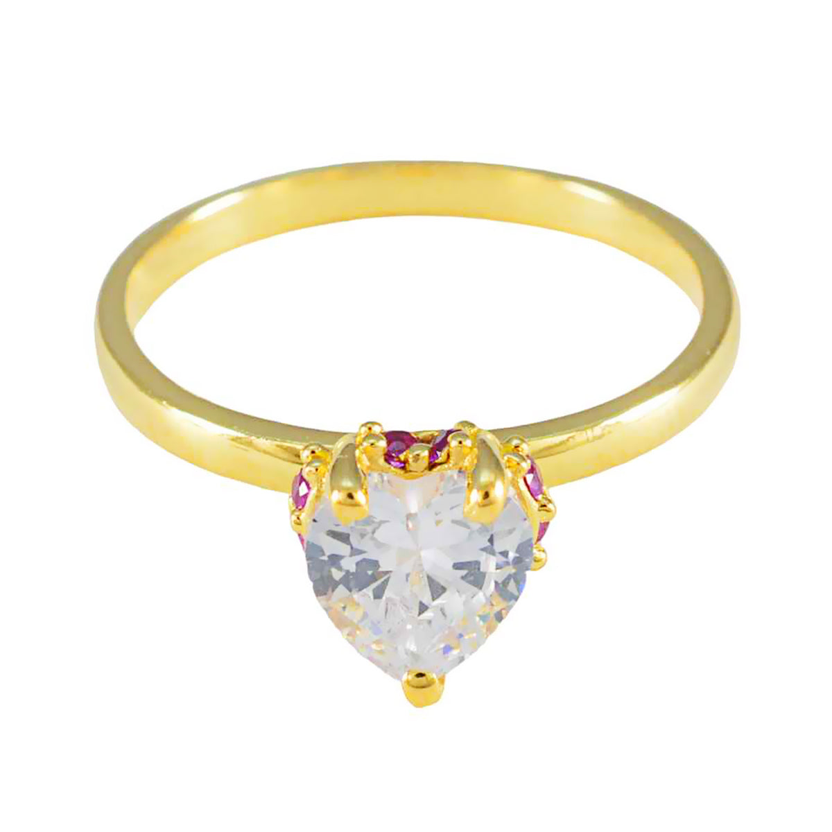 Ruby CZ Halo Latin American Silver Red Gems Delicate Contemporary Ring Jewellery Image principale du produit
