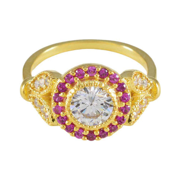 Ruby CZ Halo Korean 92.5 Silver Red Gems Whisper thin Romantic Ring Jewelry