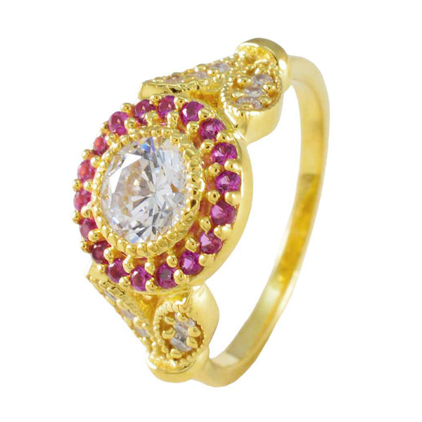 Ruby CZ Halo Korean 92.5 Silver Red Gems Whisper thin Romantic Ring Jewelry