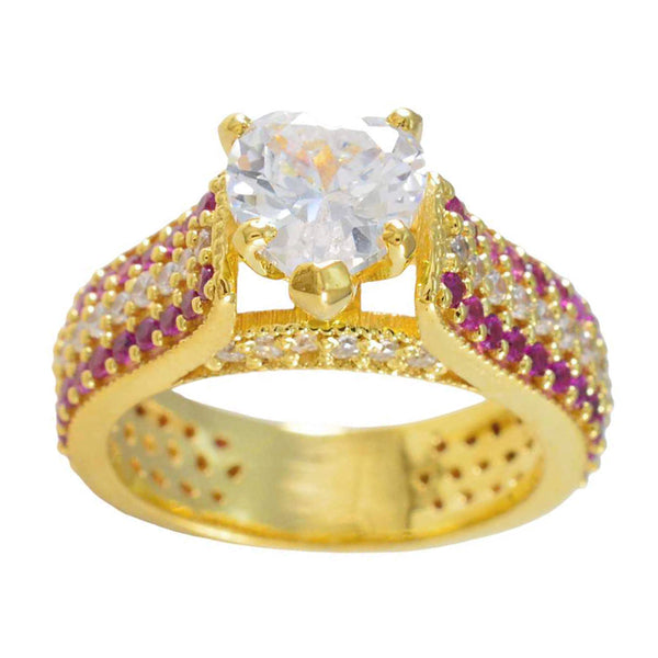 Ruby CZ Halo Latin American 925 Sterling Silver Red Gemstone Mid weight Heart Ring Jewellery