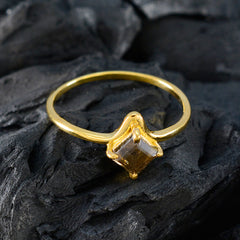 Smoky Quartz Solitaire American Sterling Silver Brown Gemstones Delicate Romantic Ring Jewelry