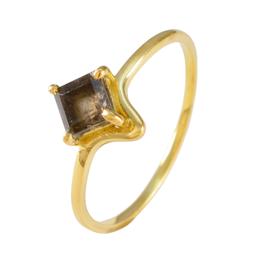 Smoky Quartz Solitaire American Sterling Silver Brown Gemstones Delicate Romantic Ring Jewelry