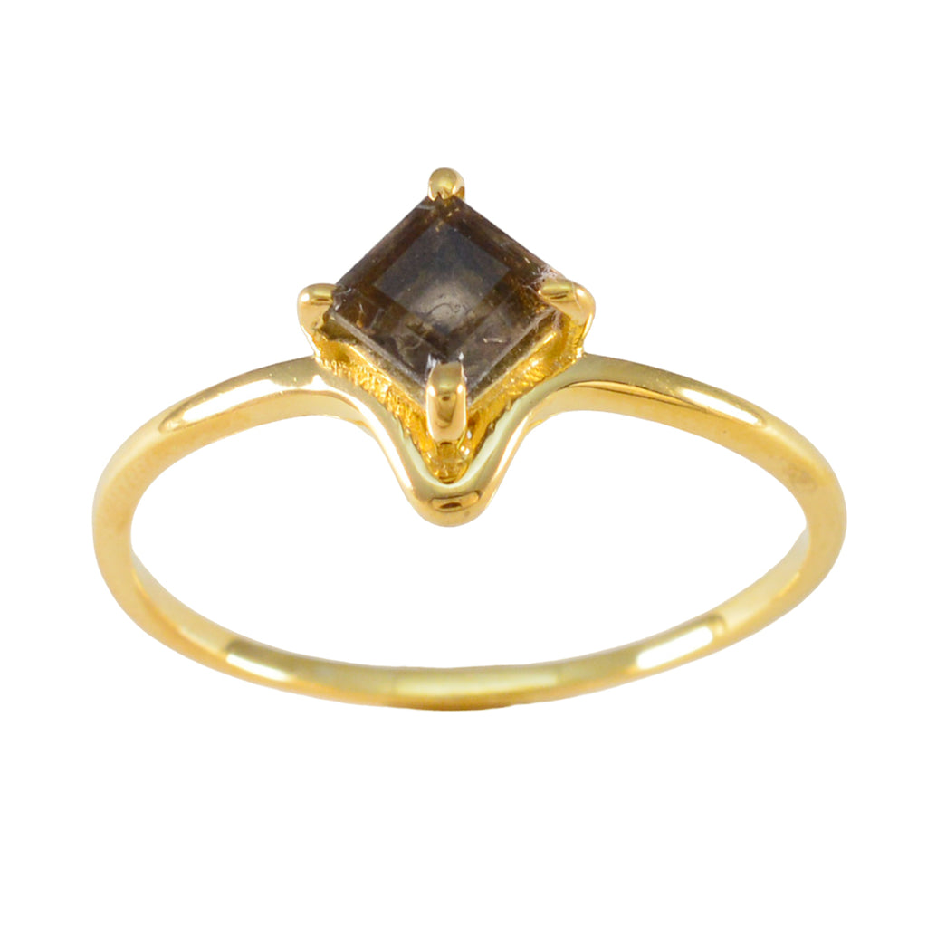 Smoky Quartz Solitaire American Sterling Silver Brown Gemstones Delicate Romantic Ring Jewelry