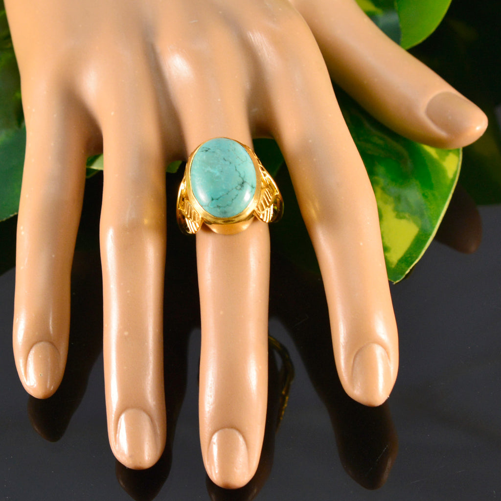 Turquoise Solitaire French 925 Sterling Silver Blue Gems Statement Leafy Ring Jewelry