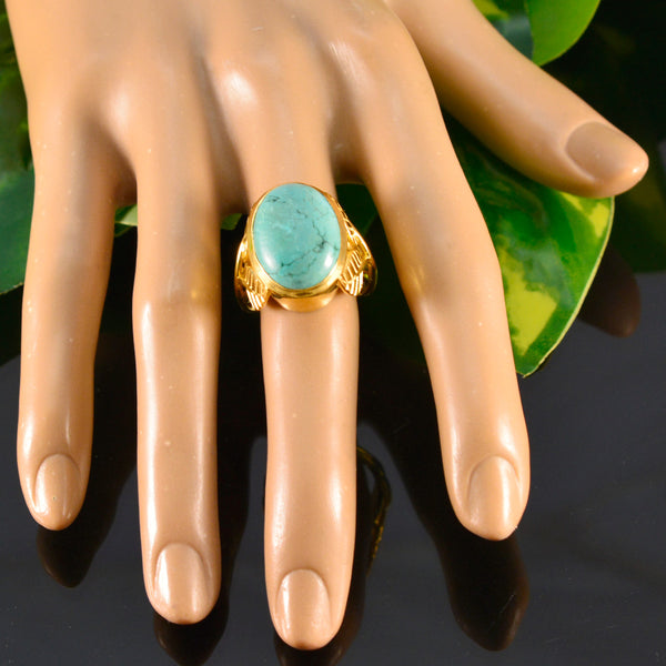 Turquoise Solitaire French 925 Sterling Silver Blue Gems Statement Leafy Ring Jewelry