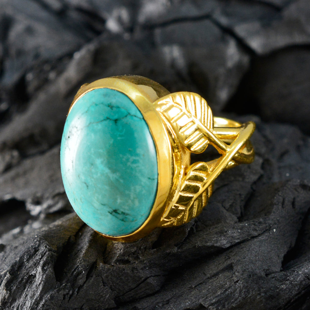 Turquoise Solitaire French 925 Sterling Silver Blue Gems Statement Leafy Ring Jewelry