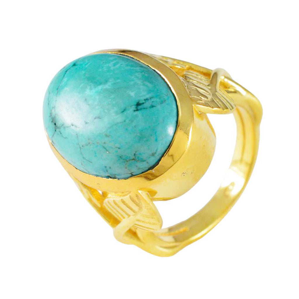 Turquoise Solitaire French 925 Sterling Silver Blue Gems Statement Leafy Ring Jewelry