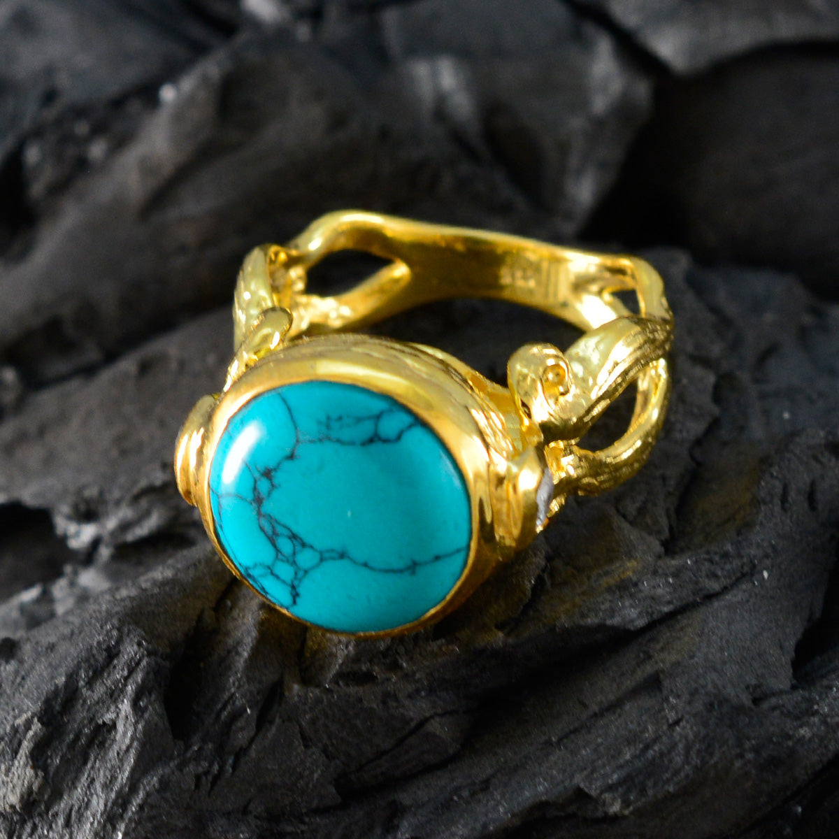 Turquoise Solitaire Latin American 92.5 Silver Blue Gems Versatile Glamorous Ring Jewelry