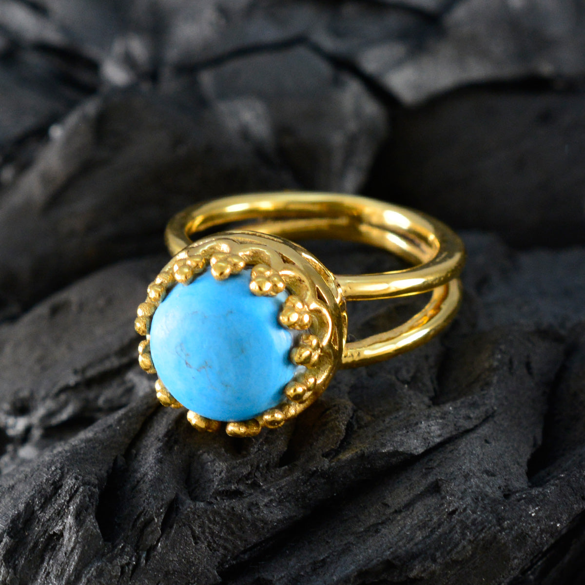 Turquoise Solitaire American 92.5 Silver Blue Gems Minimal Graceful Ring Jewellery