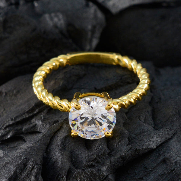 White CZ Solitaire Indian Sterling Silver White Gemstone Delicate Contemporary Ring Jewellery