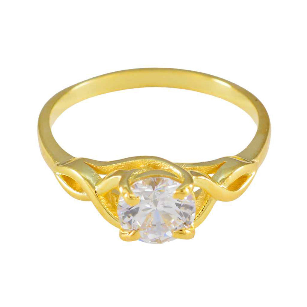 White CZ Solitaire American 925 Silver White Gemstones Delicate Abstract Ring Jewelry