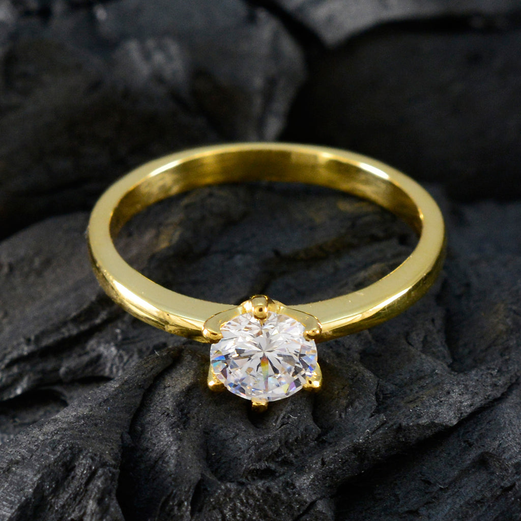 White CZ Solitaire Korean 92.5 Silver White Gems Delicate Trendy Ring Jewellery