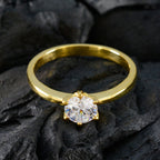 White CZ Solitaire Korean 92.5 Silver White Gems Delicate Trendy Ring Jewellery