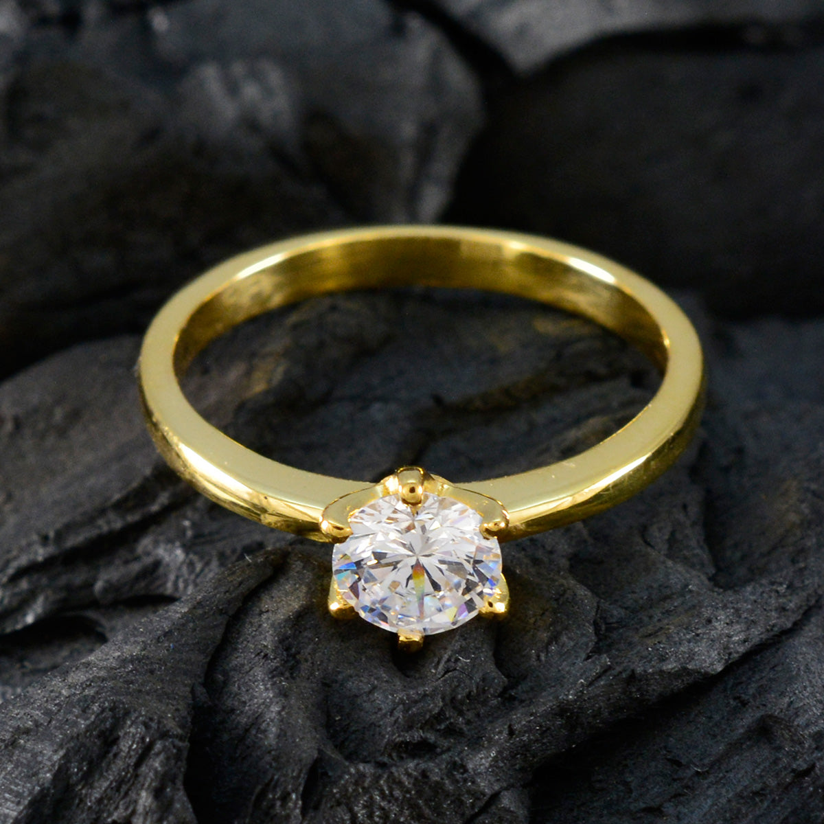 White CZ Solitaire Korean 92.5 Silver White Gems Delicate Trendy Ring Jewellery