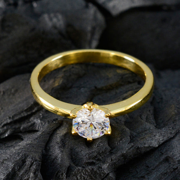 White CZ Solitaire Korean 92.5 Silver White Gems Delicate Trendy Ring Jewellery