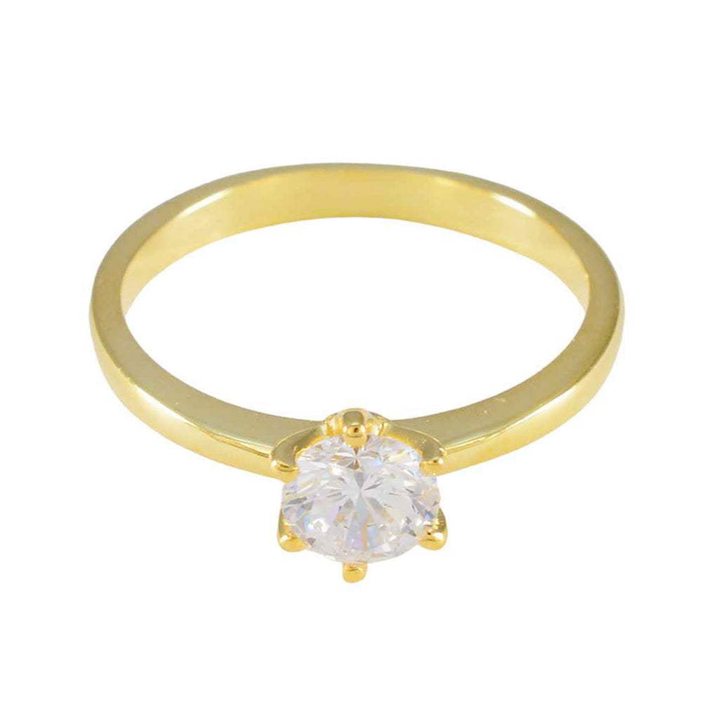 White CZ Solitaire Korean 92.5 Silver White Gems Delicate Trendy Ring Jewellery