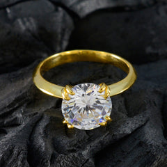 White CZ Solitaire Indian Silver White Gemstones Delicate Romantic Ring Jewellery