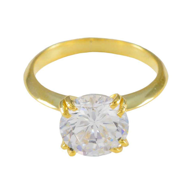 White CZ Solitaire Indian Silver White Gemstones Delicate Romantic Ring Jewellery
