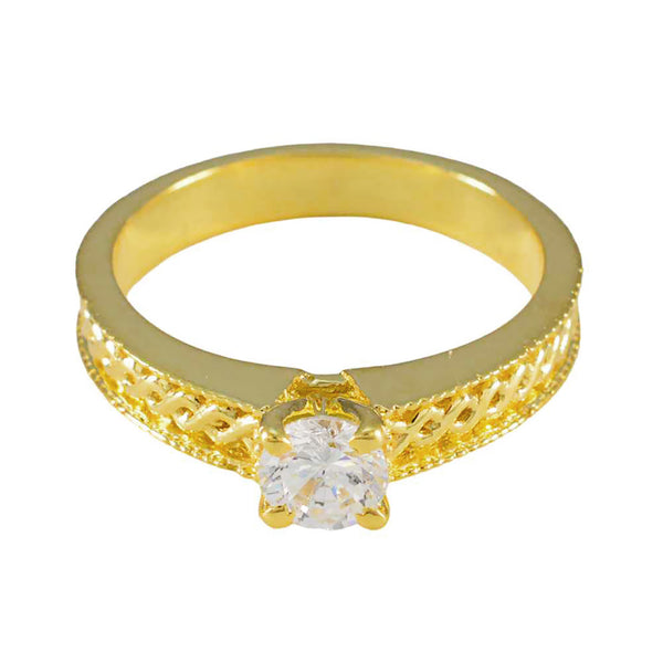 White CZ Solitaire Korean 925 Silver White Gemstone Delicate Feminine Ring Jewellery