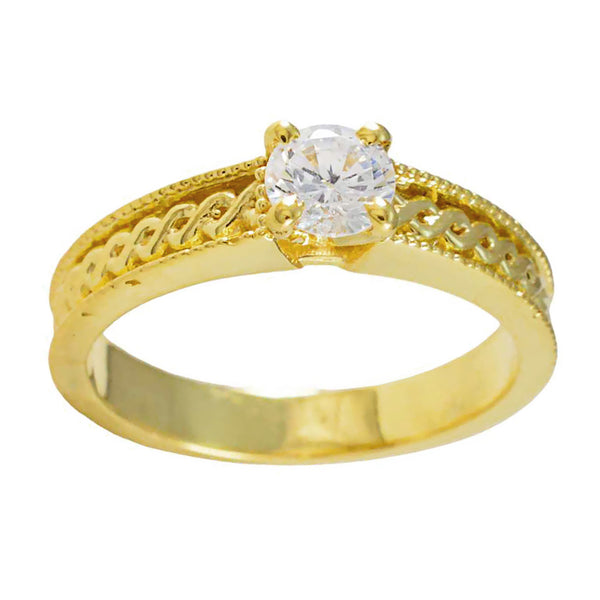 White CZ Solitaire Korean 925 Silver White Gemstone Delicate Feminine Ring Jewellery