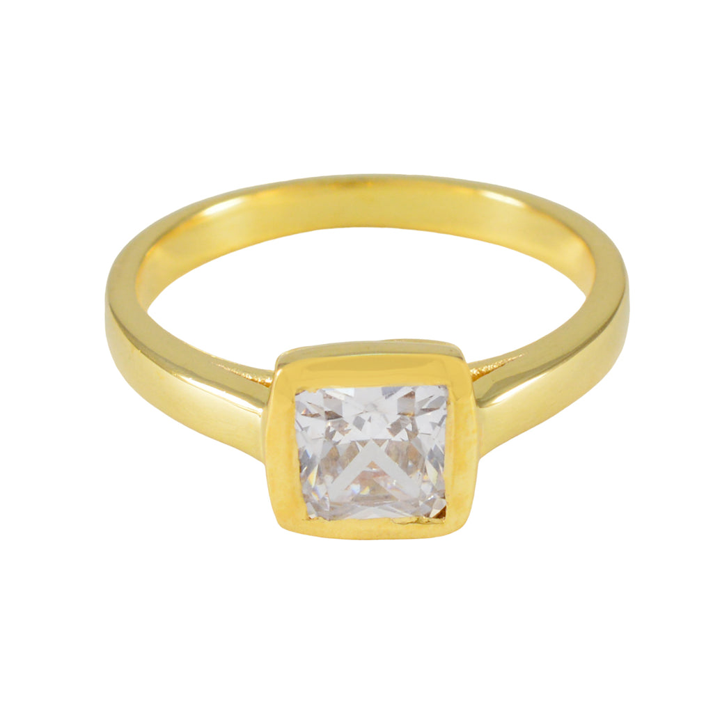 Cubic zirconia CZ Solitaire Latin American 925 Silver White Gemstone Featherlight Trendy Ring Jewellery