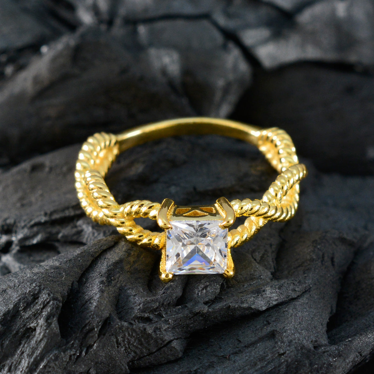 Cubic zirconia CZ Solitaire Indian 92.5 Silver White Gemstones Slim valentine Ring Jewellery