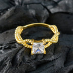 Cubic zirconia CZ Solitaire Indian 92.5 Silver White Gemstones Slim valentine Ring Jewellery