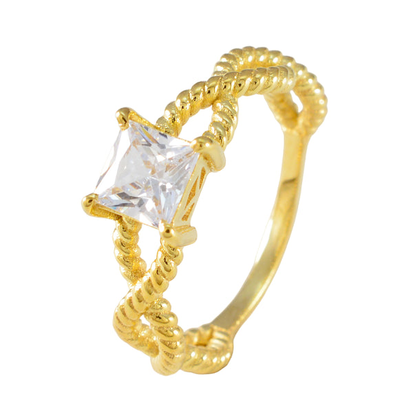 Cubic zirconia CZ Solitaire Indian 92.5 Silver White Gemstones Slim valentine Ring Jewellery