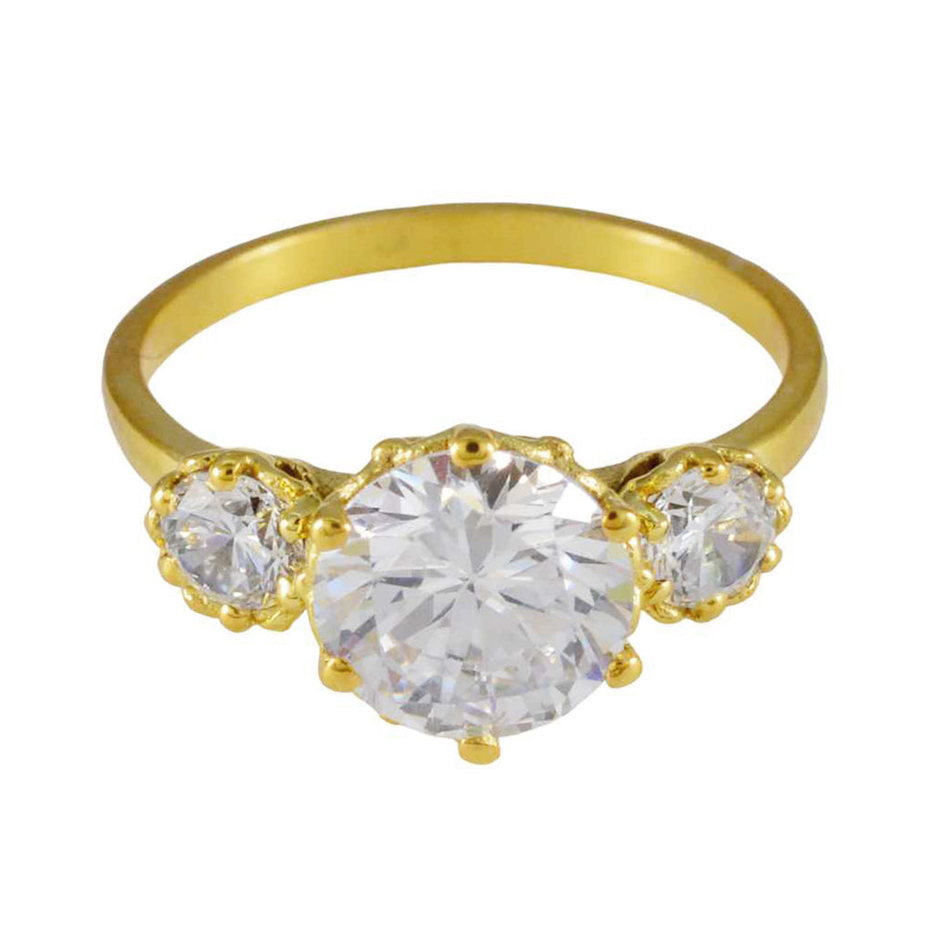 White CZ Trilogy Indian 925 Sterling Silver White Gems Delicate Feminine Ring Jewelry