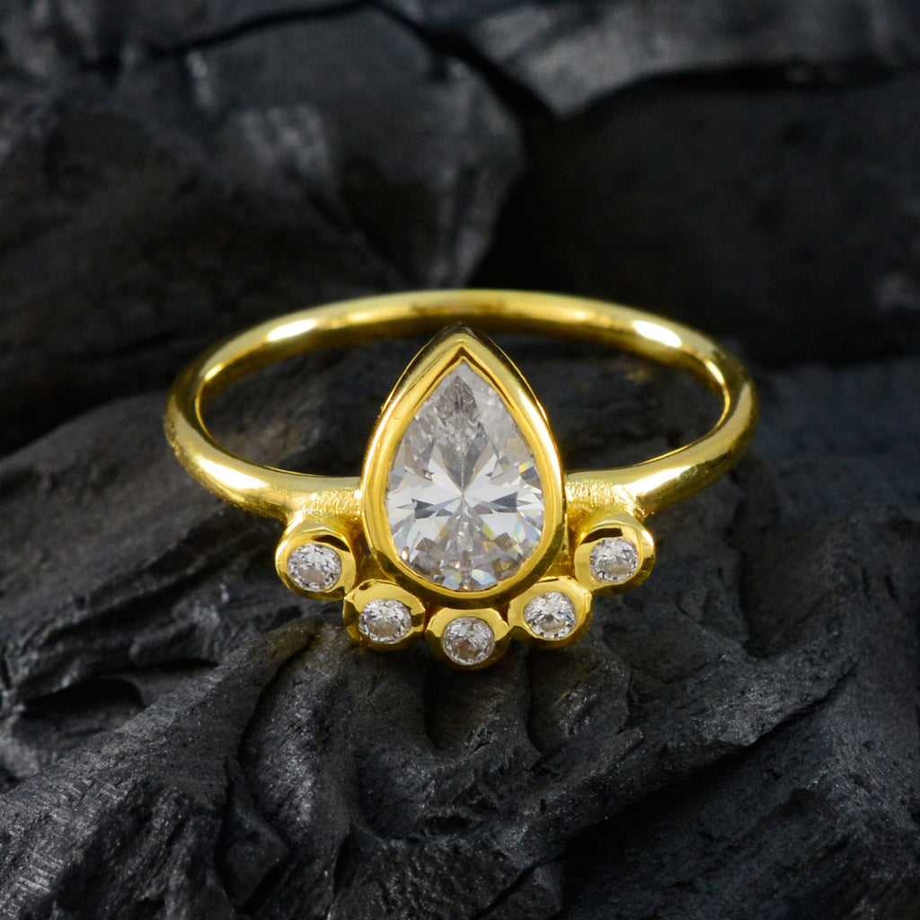 White CZ Hexa Korean Silver White Gems Delicate Luxurious Ring Jewelry
