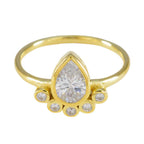 White CZ Hexa Korean Silver White Gems Delicate Luxurious Ring Jewelry