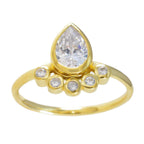 White CZ Hexa Korean Silver White Gems Delicate Luxurious Ring Jewelry